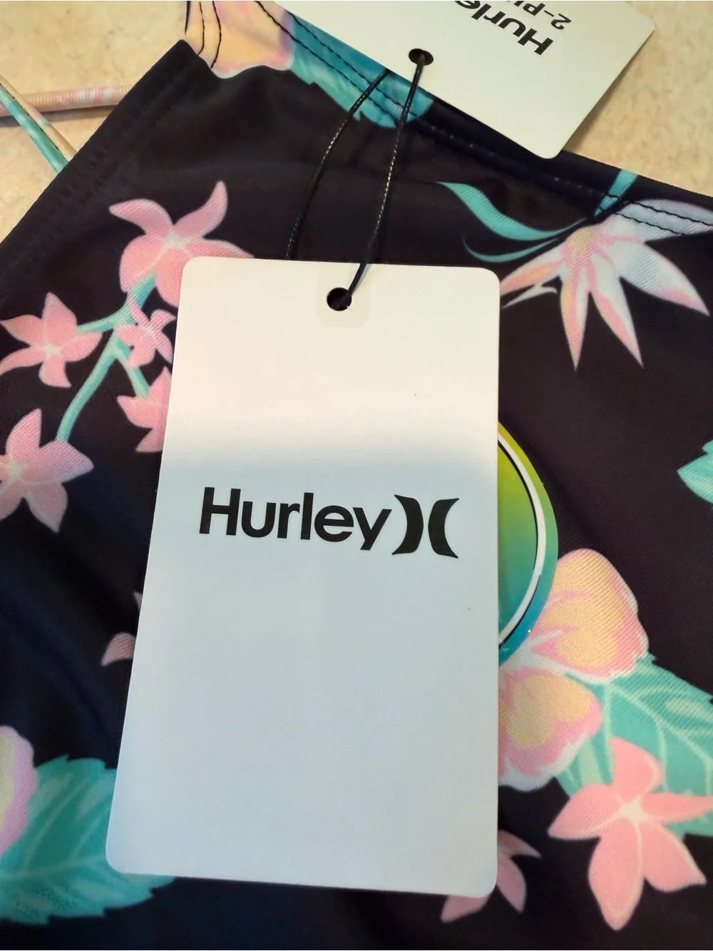 Hurley Girls 2-Piece Floral Tankin Set Black Multi UPF 50+ Size 14
